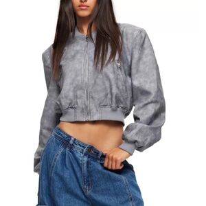 Lioness Gray Allure Faux Leather Bomber